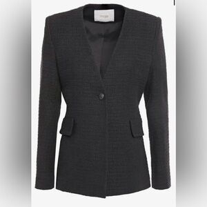 Maje Black Cotton-Tweed Blazer